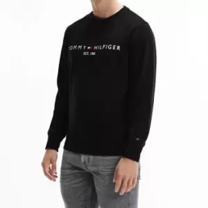 Image of Tommy Hilfiger Mens Chest Logo Sweatshirt - Black - L