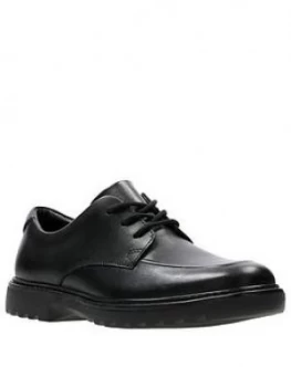 image of Clarks Asher Grove Junior Shoes - Black, Size 3 Older