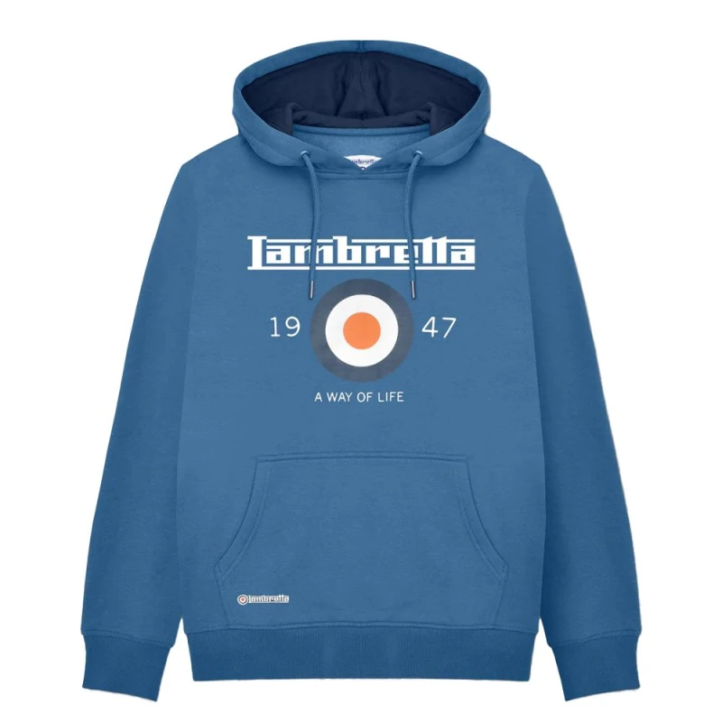 Image of Lambretta Lambretta Men AW24 Target Hoodie in Dark Blue Size: Small Dark Blue S Male 5063703657372