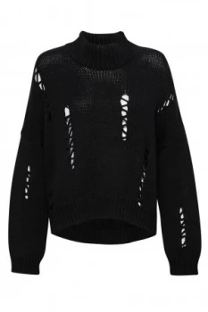 image of French Connection Nixo Knit Distressed Jumper Black