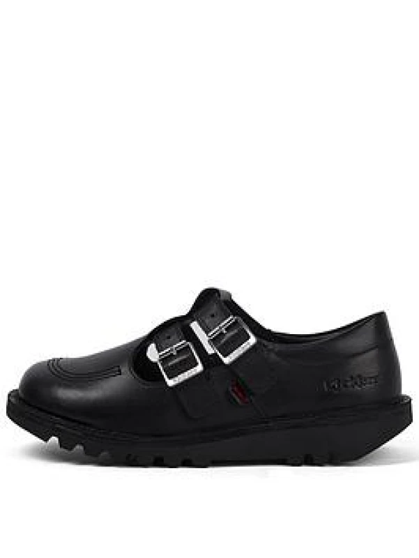 Image of Kickers Womens 'T Double WMNS' Senior School Shoes in Black Size: 3 Black Female 3