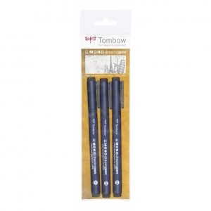 image of Mono Fineliner Drawing Pens Black Assorted Widths PK3