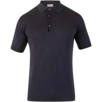 image of John Smedley Adrian Plain Polo Shirt mens Polo shirt in Blue - Sizes UK S,UK M,UK L,UK XL,UK XXL