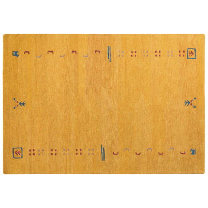 Image of Beliani Rug Akalan Yellow 160 X 230 Cm Wool Gabbeh
