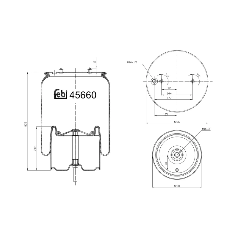 Image of FEBI BILSTEIN 45660 Boot, air suspension non-steered leading axle Boot,air suspension (324)