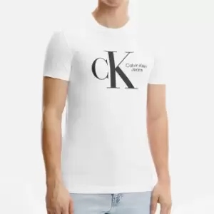 Image of Calvin Klein Jeans Mens Dynamic Centre Logo T-Shirt - Bright White - M