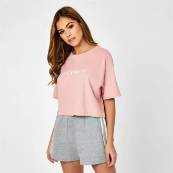 image of Jack Wills Active Cropped Logo T-Shirt - Pink