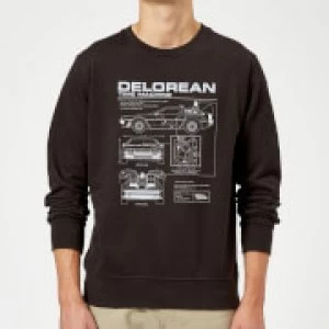 image of Back To The Future DeLorean Schematic Sweatshirt - Black