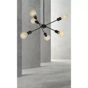 Image of Proton Black Multi Arm Pendant Ceiling Light 6x E27