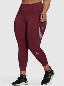 image of Adidas Own The Run Leggings - Plus Size, Dark Red, Size 1X, Women