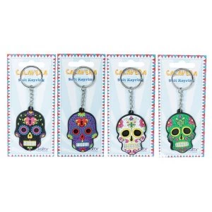 Image of Day of the Dead Skull (Pack Of 4) PVC Keyring