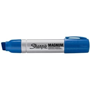 image of Sharpie Magnum Metal Permanent Marker Large Chisel Tip 14.8mm Line Blue Pack of 12