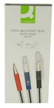 Image of Q Connect Stick Ball Point Med Nib Black - 20 Pack