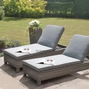 image of Maze Victoria Grey Rattan Sunlounger Set