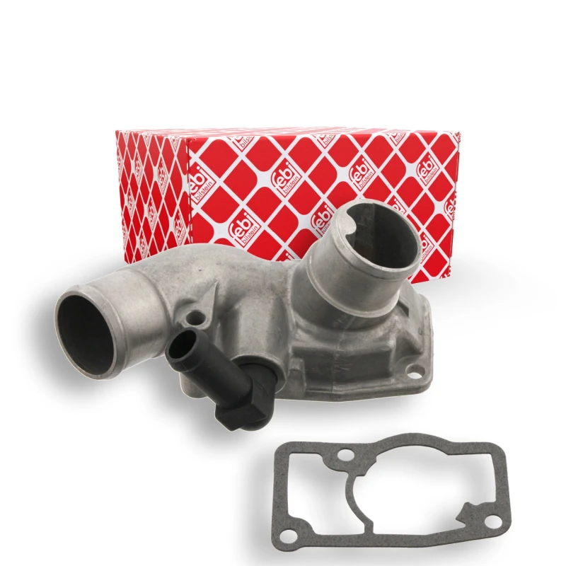 Image of FEBI BILSTEIN 28479 Engine thermostat Opening Temperature: 107°C, with gasket/seal, with housing Aluminium Thermostat,coolant (316)