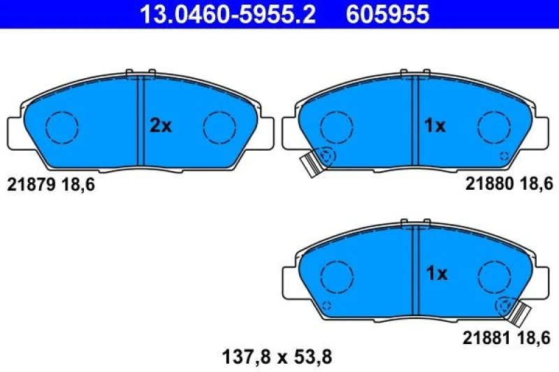 Image of ATE 13.0460-5955.2 Brake pad set with acoustic wear warning Brake Pad Set,disc brake (402)
