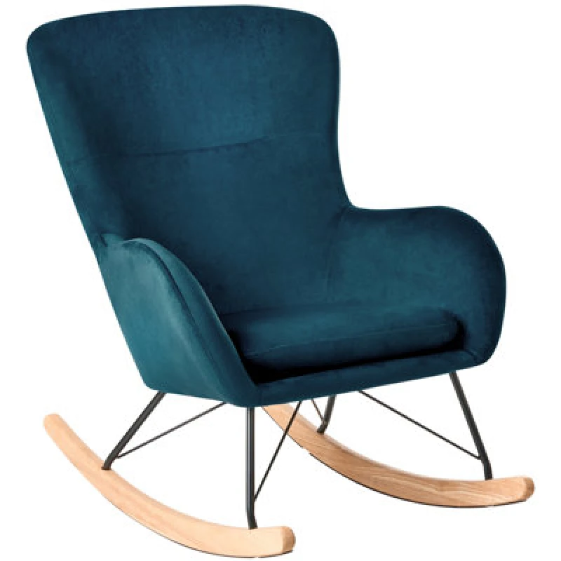 Image of Beliani Rocking Chair Ellan Velvet Sea Blue