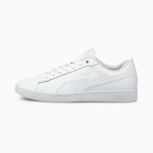 image of PUMA Smash V2 Leather Womens Trainers, White Size 4 Shoes