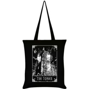 image of Deadly Tarot The Tower Tote Bag (One Size) (Black/White) - Black/White