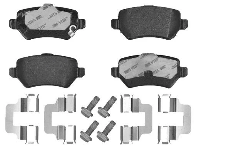 Image of MEYLE 025 234 1715/PD Brake pad set Rear Axle, with acoustic wear warning, with accessories, MEYLE-PD Quality, with brake caliper screws Brake Pad Se