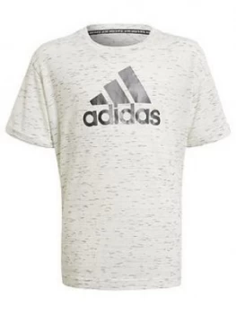 Image of adidas Girls Junior Badge Of Sport T-Shirt - White/Black, Size 11-12 Years, Women