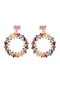 Image of Rose Gold Plated Multi Coloured Drop Earrings