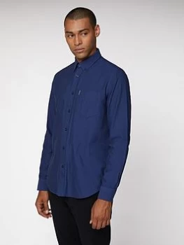 Image of Ben Sherman Long Sleeved Oxford Shirt - Cobalt, Cobalt Size M Men