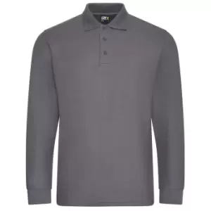 Image of PRO RTX Mens Pro PiquA Long-Sleeved Polo Shirt (L) (Solid Grey)