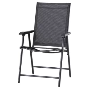 image of Outsunny Steel Frame Set of 2 Foldable Outdoor Garden Chairs Black