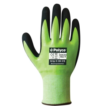 Image of GIOK/08 Grip It Oil C5 Yellow/Black Cut Resistant Gloves - Size 8