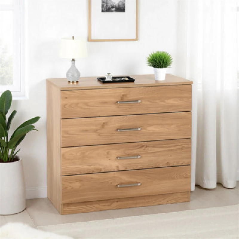 Image of Seconique Dakota 4 Drawer Chest - Oak Effect, Brown 100-102-207