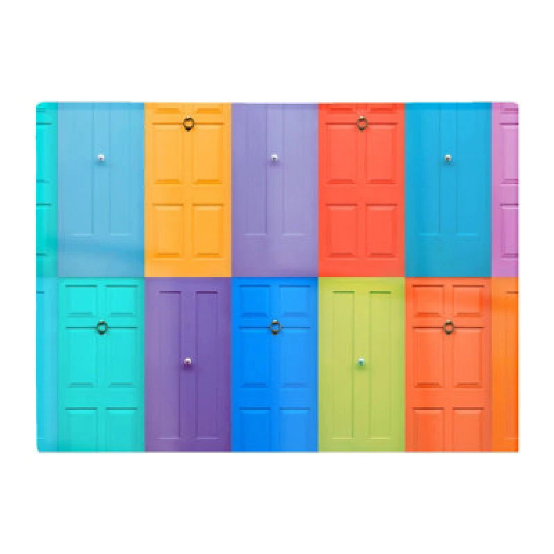 Image of Warren Reed Designer Colourful English Doors Glass Chopping Board