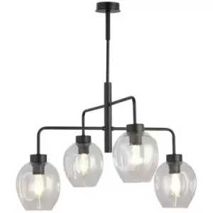 Image of Emibig Lukka Black Multi Arm Pendant Ceiling Light with Clear Glass Shades, 4x E27