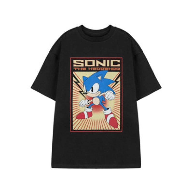 Image of Sonic the Hedgehog Sonic the Hedgehog Men Short Sleeved T-Shirt in Black Size: Small Black S Male 5056210118764
