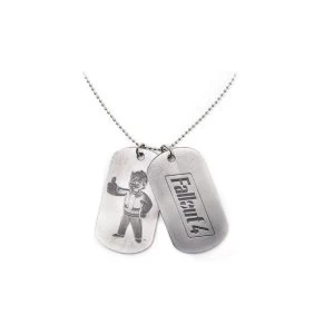 Image of Fallout - Logo & Vault Boy Thumbs Up Unisex Dog Tags - Silver