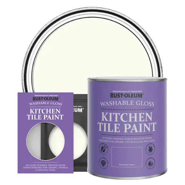 Image of Rust-Oleum Kitchen Tile Paint, Gloss Finish - PORCELAIN - 750ml