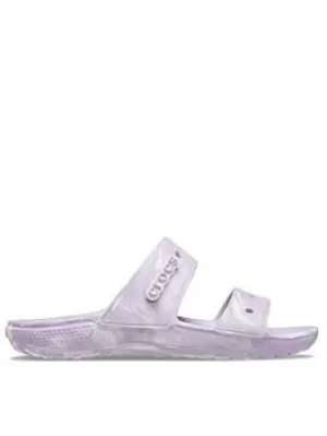 image of Crocs Crocs Classic Marbled Two Strap Flat Sandals, Lavender, Size 5, Women