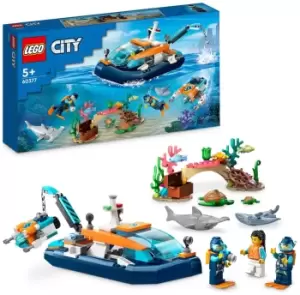 image of LEGO City Explorer Diving Boat Set with Submarine Toy 60377