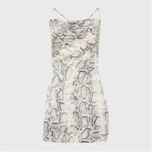 Image of Missguided Petite Cowl Neck Tie Back Mini Dress - Multi
