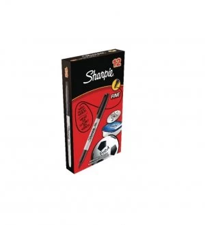 Image of Sharpie Black Permanent Marker Fine (Pack of 12)