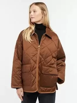 Image of Barbour Ryhope Diamond Quilted Jacket - Brown, Size 10, Women