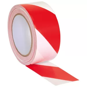 image of Genuine SEALEY HWTRW Hazard Warning Tape 50mm x 33mtr Red/White