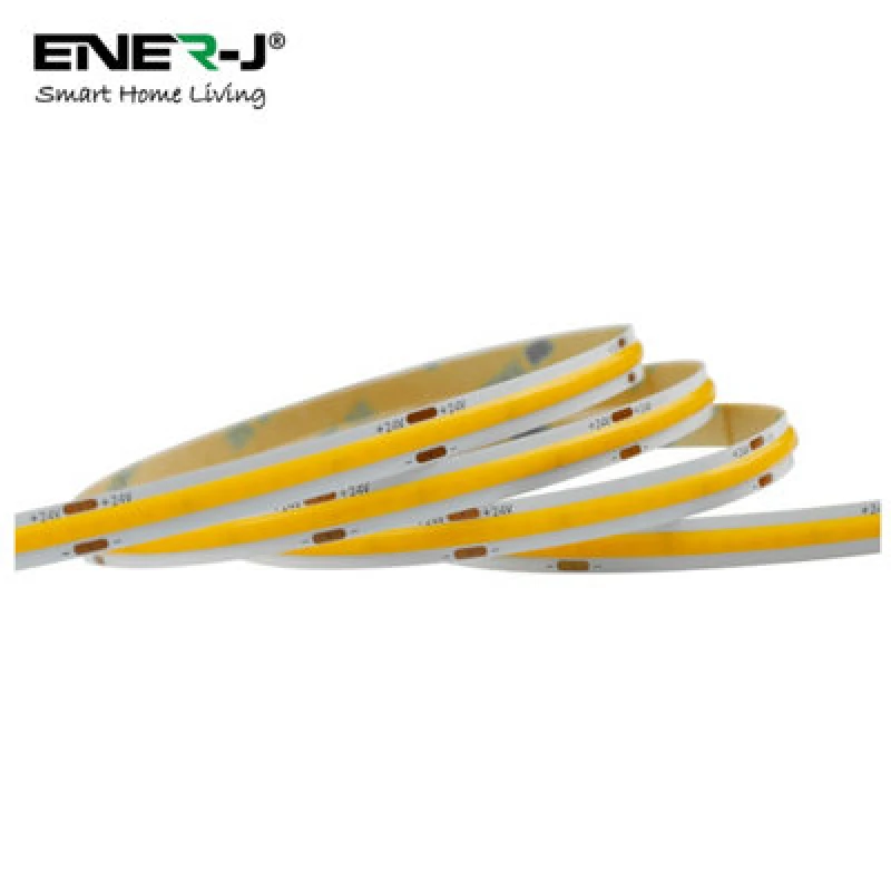 Image of Ener-J 24V Cob LED Strip Lights With 480 Leds/m, 10W/m, 1100Lm/m, Cri 90-92, 5M Roll, 6000K, Ip65
