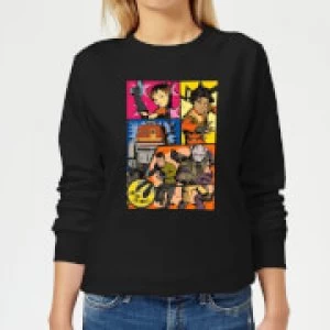 Image of Star Wars Rebels Comic Strip Womens Sweatshirt - Black