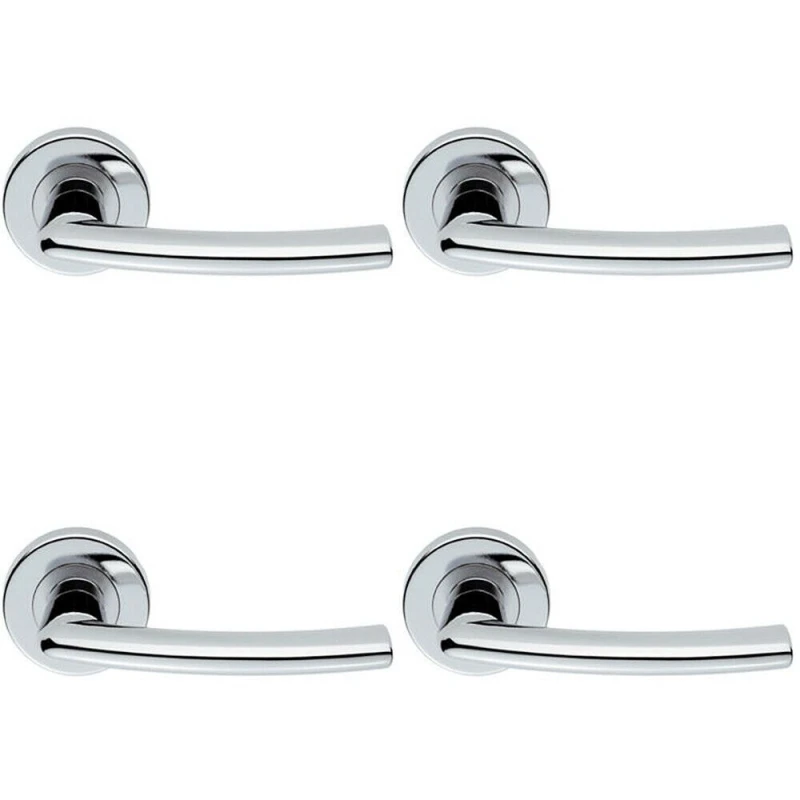 Image of Loops 4x PAIR Oval Shaped Curved Bar Handle Concealed Fix Round Rose Polished Chrome Multi