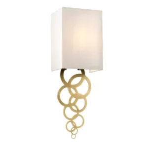 image of Rosa Small 1 Light Wall Light, Aged Brass, Ivory Faux Silk Shade