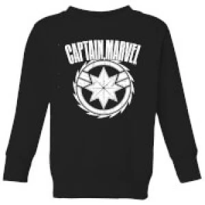 Image of Captain Marvel Logo Kids Sweatshirt - Black - 11-12 Years