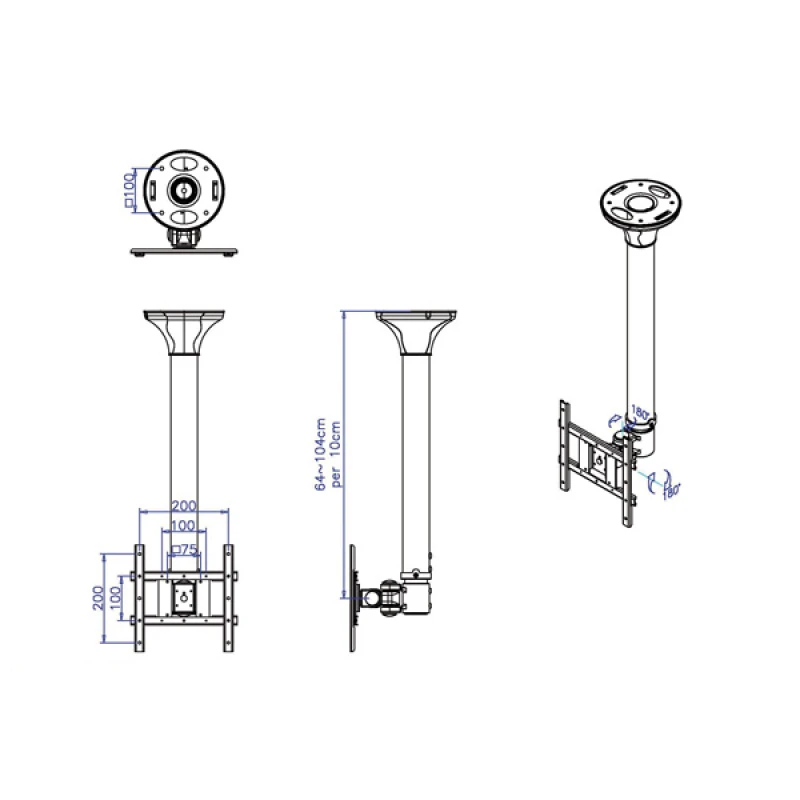 Image of VALUE LCD TV Ceiling Mount 3 Joints