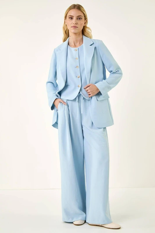 Image of Roman Womens Lightweight Relaxed Blazer in Light Blue Size: 20 Light Blue Female 20