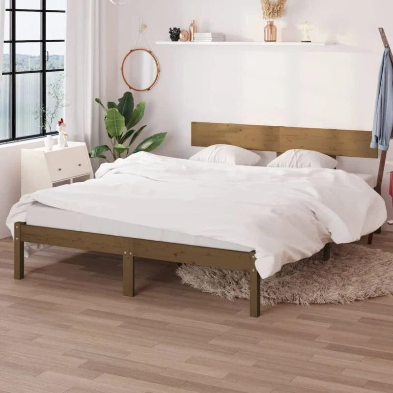 Image of VIDAXL Bed Frame without Mattress Honey Brown Solid Wood 120x200cm Vidaxl 8720286763063